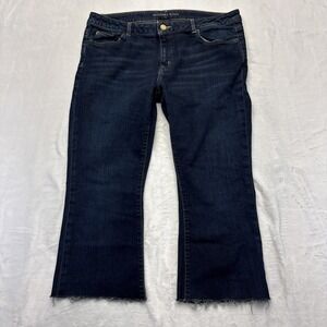 Michael Kors Bootcut Jeans Women 12P Dark Wash Stretch Raw Hem Crop